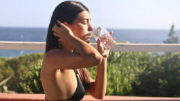 female drinking water