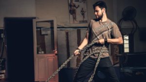 young man doing workout