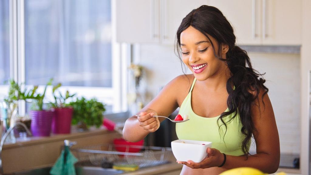 young woman eating